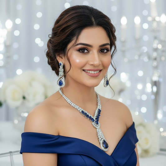 Noor Blue Zirconia Necklace Set