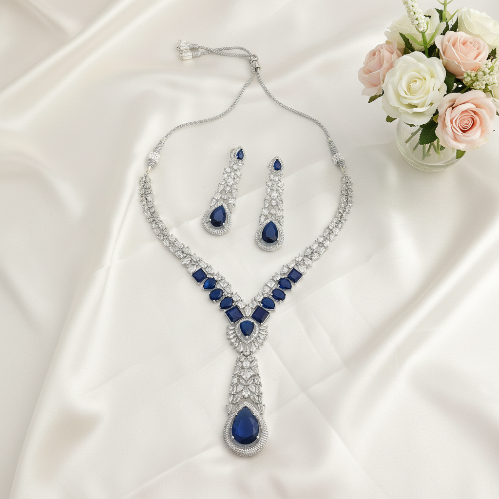 Noor Blue Zirconia Necklace Set