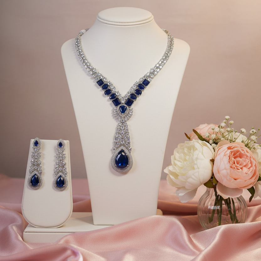 Noor Blue Zirconia Necklace Set