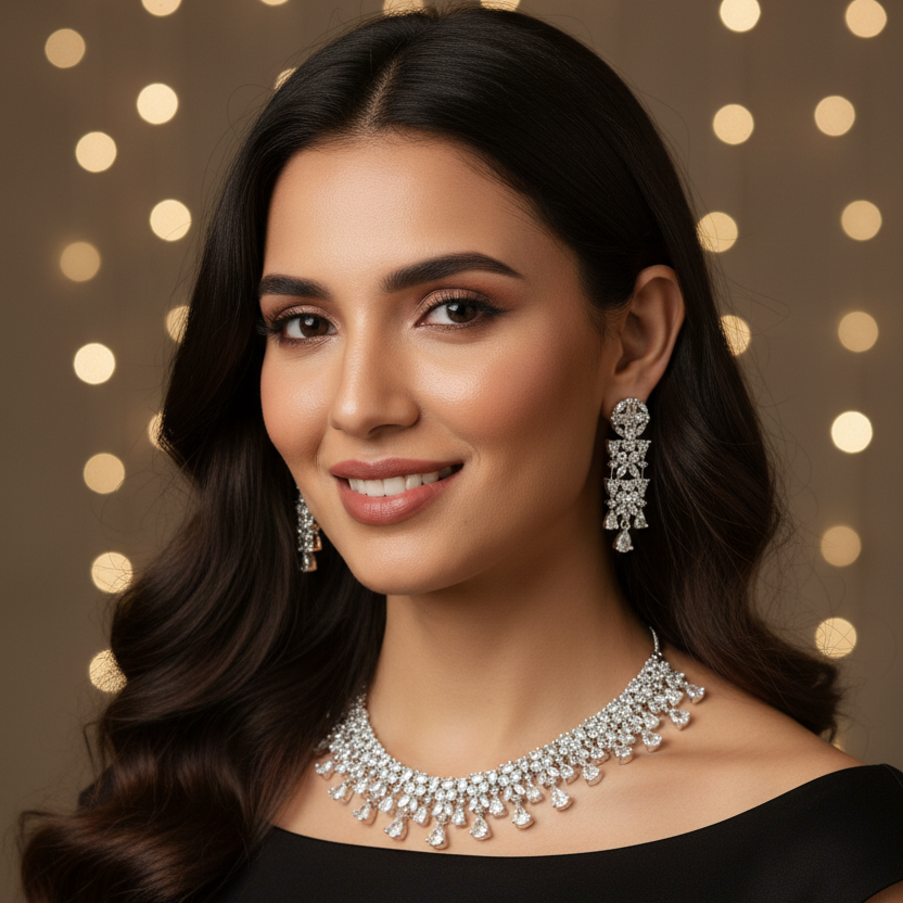 Elara White Zirconia Necklace Set
