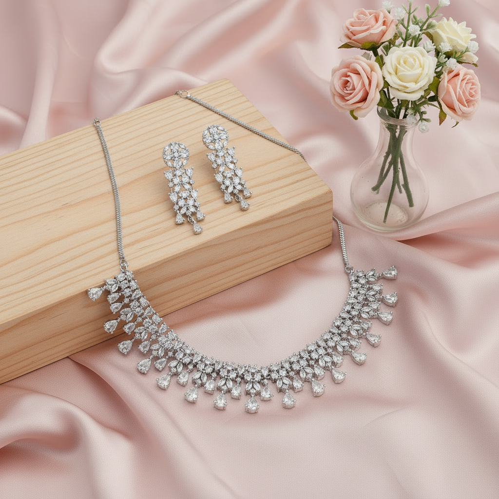 Elara White Zirconia Necklace Set