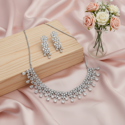 Elara White Zirconia Necklace Set