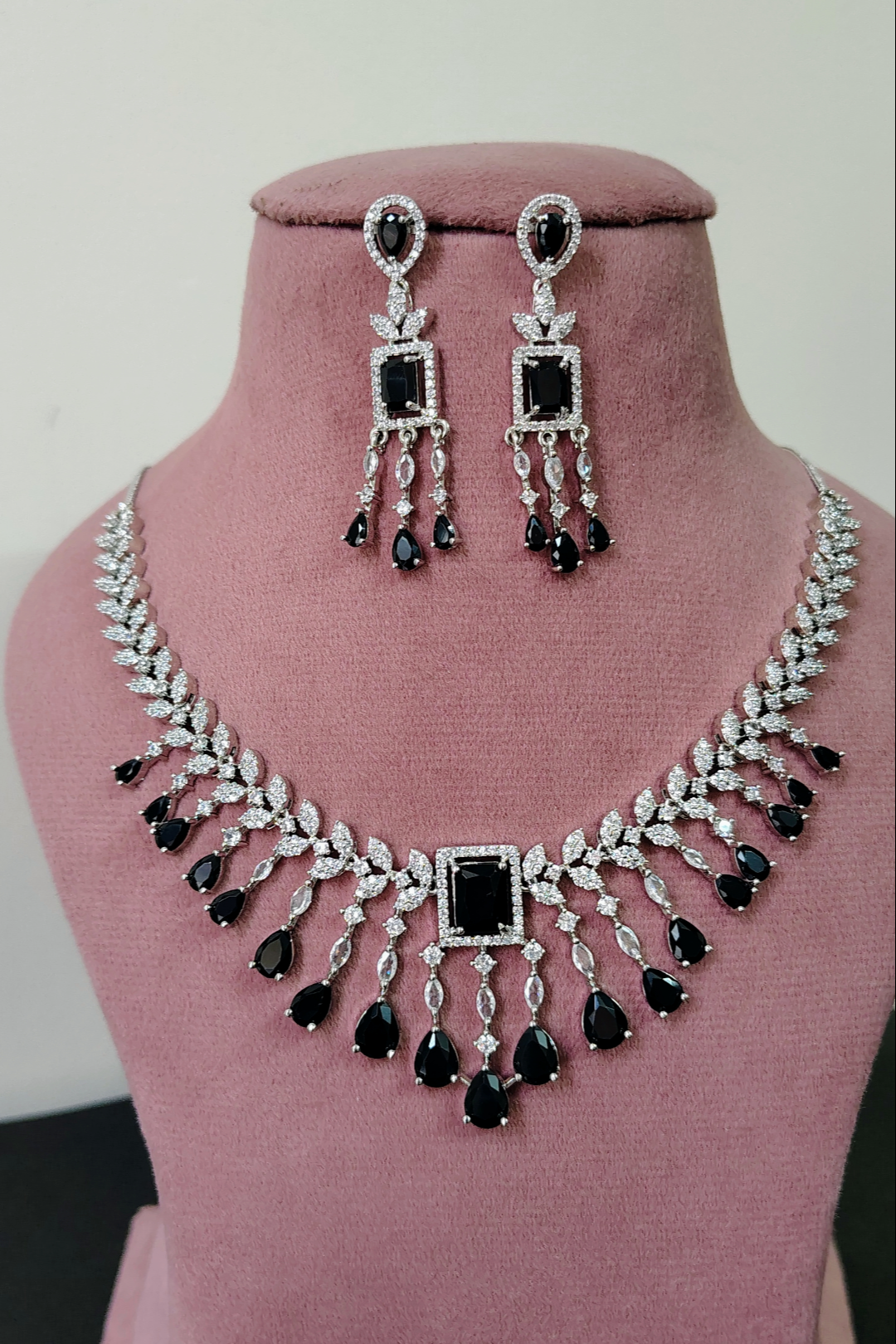 Midnight Black AD Necklace Set
