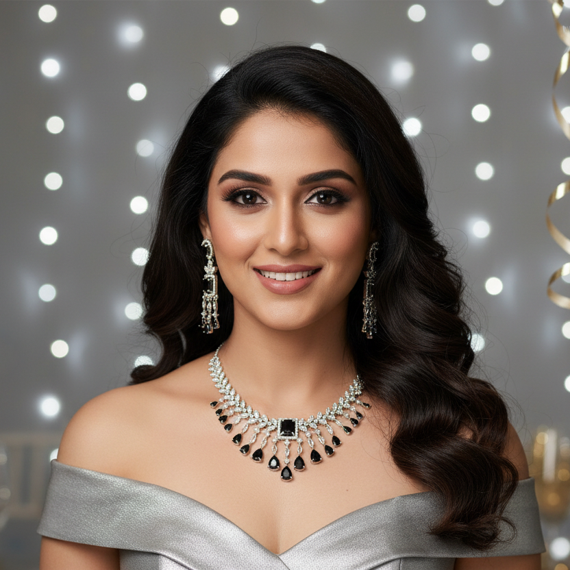 Midnight Black AD Necklace Set