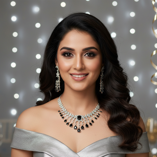Midnight Black AD Necklace Set