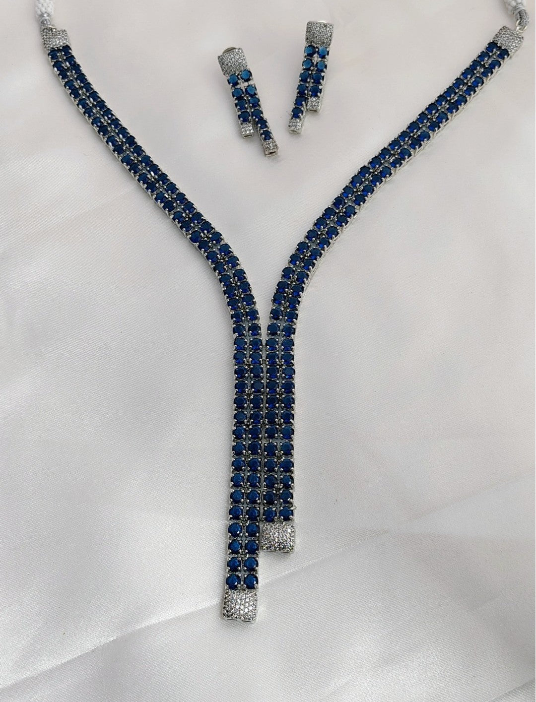 Blue Layered AD Necklace Set